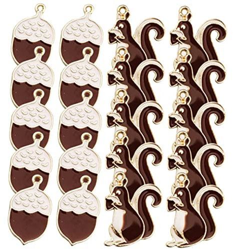 Lurrose 20stücke Teiliges Eichhörnchen Anhänger Und Kiefernzapfen Charms Diy Schmuck Anhänger Für Halskette Armband Ohrringe Und Schlüsselanhänger Kreative Bastelaccessoires