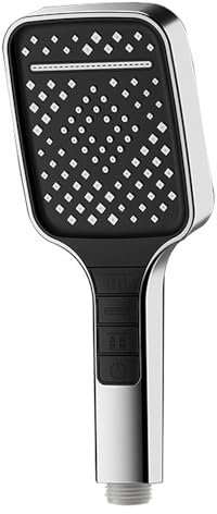 Pommeau de Douche Grand Carré, Douchette à Main, Pommeau Economie Eau Haute Pression, 7 Modes (argent)