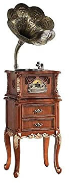 CAFIEDR Grammofono, Altoparlante Bluetooth retrò, Giradischi Vintage a Forma di grammofono con Ingresso AUX, Porta USB per unità Flash, Stile fonografo per la Decorazione della casa