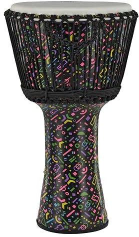 GEWA Liberty Djembé Rope Tuned - Durchmesser: 14 (35,5 cm) - Höhe: 27 (68 cm) - Anzahl Rope Runners: 35 - Muster: Crazy Neon