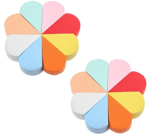 JIYIN 16 esponjas de pintura facial, multicolor en forma de pétalo, suministros de pintura facial de alta densidad, almohadillas faciales suaves, esponjas de maquillaje, mezcladoras de belleza para