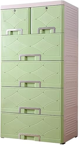 SHANYAYALI Aufbewahrungsschrank, Spind, Kinderschrank, große Kapazität, Schublade, mehrschichtiger Kunststoff, für Wohnzimmer, Schlafzimmer, Kinderzimmer (grün, 3 Ebenen)