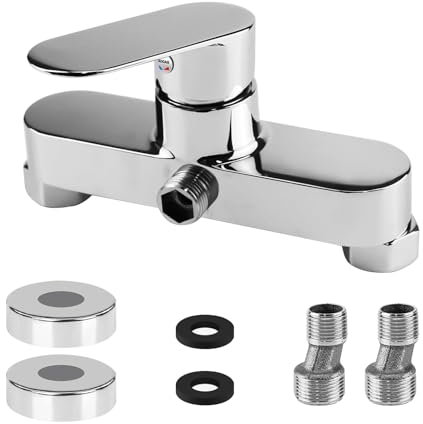 Shower Mixer Taps Wall Mounted, Single Lever Shower Mixer Tap Brass Manual Shower Faucet, Control Switch Bath Tap for Cold and Hot Water, G1/2 Outlet
