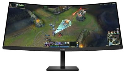 HP OMEN 34c G2 – Monitor Gaming Curvo de 34 WQHD 3440 x 1440 a 180 Hz, 21:9, 1ms, HDMI, Antirreflejo, Compatible con Consolas, 1800R, Altavoces, Altura e Inclinación Ajustable Negro, 180Hz