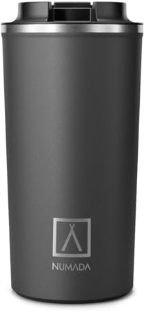 NUMADA- Vaso Termo Cafe para Llevar 500ML Antigoteo, Taza Térmica Cerámica 304 Acero Inoxidable Reutilizable. Vaso Térmico con Tapa y Aislamiento de 6 Capas, Mantiene Frío 12h y Calor 6h, Negro