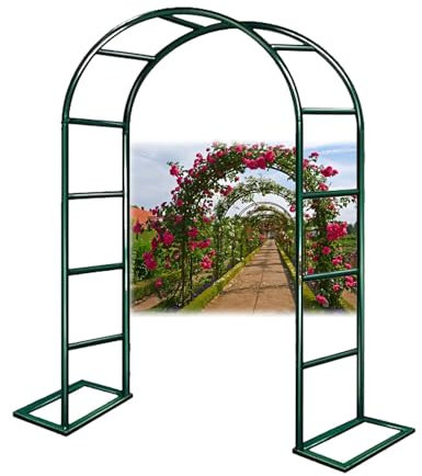 Arco Per Rose In Metallo Con Basi, 140 200 240 300 cm larghezza Traliccio Pergolato Da Giardino Per Piante Rampicanti, Supporto Sostegno Archetto Per Matrimonio, Decorazione Eventi(Verde,120x220 cm (L