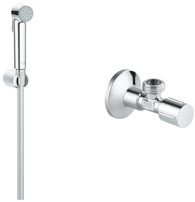 GROHE Vitalio Trigger Spray 30 Shower Set (Including Bidet Trigger Control Hand Shower, 1250mm Twist-Free Hose, Wall Holder and Angle Valve Wall Connection 1/2 Outlet 1/2, Chrome