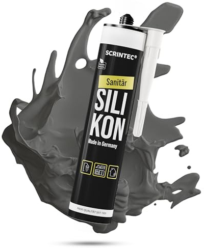 SCRINTEC® Sanitär Silikon anthrazit (310 ml) – Premium Dichtstoff für Bad & Küche – Wasserfest, langlebig & schimmelresistent – Perfekt für Fugen – in recycelter Kartusche – Made in Germany