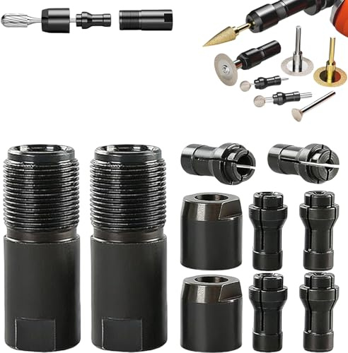 Kit de accesorios de conversión de amoladora angular, adaptador de rosca M10 que convierte la amoladora angular en amoladoras rectas, adaptador de broca de portabrocas de 6 mm + 3 mm (2)