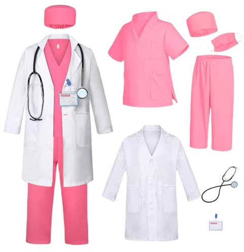 FBHLZ Kids Doctor Cosplsy Costume Children's Role Playing Costume with a variety of accessories Suitable for boys and girls aged 4-12