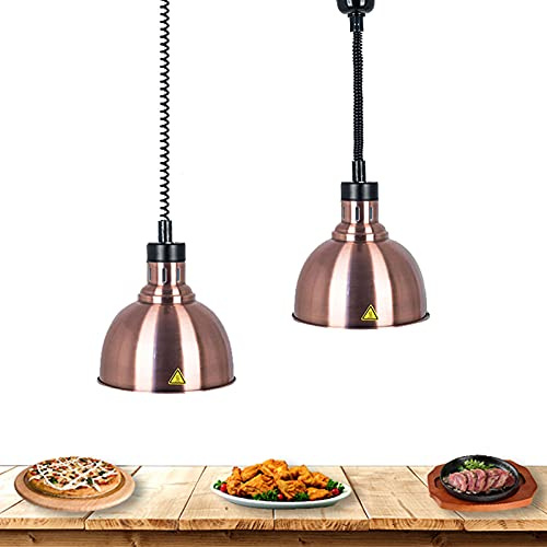SGKOMN Lámpara calefactora de Alimentos, Calentador Colgante para bufés, restaurantes, cocinas de hoteles, lámpara retráctil para Calentar Alimentos, Equipo de Catering Comercial, lá, 2PCS