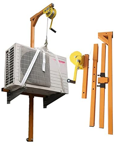 Treuil manuel autobloquant avec support pliable pour installation de climatiseur, outil de levage robuste 10/15/20 m, équipement de montage de grue – (corde de 20 m)