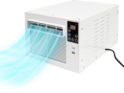 ‌Climatiseur Portable Économique avec Télécommande -280W Climatiseur Mobile Silencieux (40-50dB), Minuterie 12h,Prise EU(Blanc)