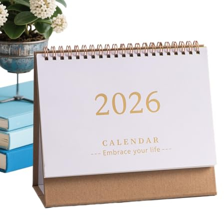 ETUCYNG Calendrier de table 2026 12 mois en papier | Décoration d'intérieur pour planification des rendez-vous, enregistrement quotidien, vacances, étudiants, enseignants, chambre à coucher, salon