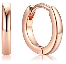 PROSTEEL Huggie Hoop Earrings for Women, Hypoallergenic 925 Sterling Silver Post Lightweight Small Sleeper Cartilage Earrings Tiny Hoops 8mm Rose Gold (With Gift Box)