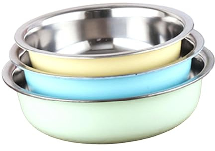 perfk 3 tazones de Acero Inoxidable para Mezclar, organizadores de Almacenamiento de Alimentos, Lavabo para Lavar Verduras para Preparar Comidas, cenar, 22 Cm 24 Cm 26 Cm