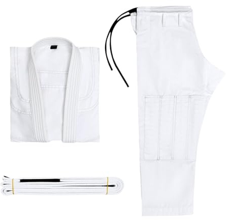 BEALIFE Brasiliansk Jiu Jitsu Gi-turnering Kimono-uniformer Jiu Jitsu-dräkt Midjebälte Andningsbart Lätt Passform För Kampsport Dräkt Midjebälte Andningsbart Bekvämt, Vit, A3