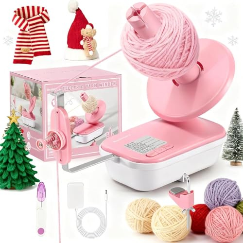 Avvolgitore Elettrico per Filati, Avvolgitore Automatico per Gomitoli di Filato ad Alta Velocità con 3 Ingranaggi Regolabili, Filatore per Filati di Grande Capacità da 4-10 once（Rosa）