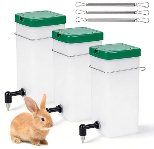 Kaninchentränke 3er Set 1000ML, Kaninchen Automatischer Wasserspender, Hängend Haustier Trinkflasche, Nippel-Trinkflasche Nagertränke Keine Tropf Trinkflasche für Nagetiere für Kleintierstall