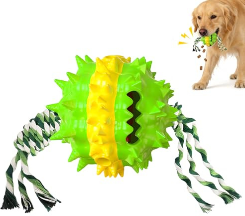 Balle pour chien - Balle à friandises pour chien - Avec soins dentaires - Production sonore physique - Jouet à mâcher pour chien - Jouet intelligent (B)