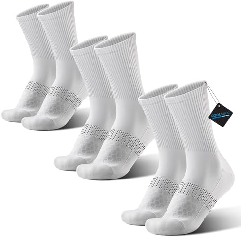BRISIRA CoolMax Calcetines Ciclismo - Compresión Media Deportiva, Verano Running, Transpirables Antiampollas, Secado Rápido - 3 Pares Unisex Trekking MTB Trail - Talla 35-51