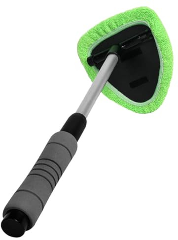 SHINEOFI 1stück Multifunktionaler Auto Glass Cleaning Tool mit Mikrofaser Teleskopgriff Windschutzscheibenwischer und Fensterschlitzbürste Wiederverwendbar Kratzfrei für Innen