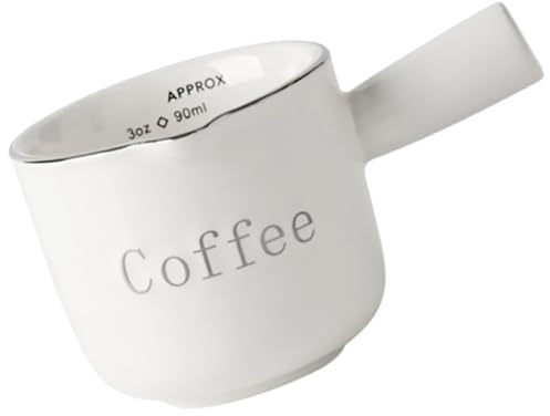 POPETPOP Petit Pichet à Lait en Céramique Blanc 90ml avec Poignée Facile à Transporter et Nettoyer, pour Bar à Café et Latte