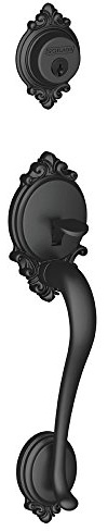 Schlage F92BRK622 Matte Black Dummy Set Brookshire Exterior Dummy Handle (Interior Side Sold Separately)