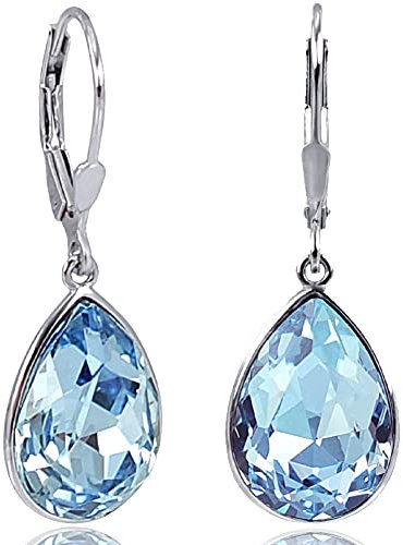 925 Silberohrringe mit Markenkristallen Hellblau Silber-Ohrhänger Blau NOBEL SCHMUCK
