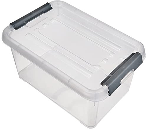 Curver Handy Plus Aufbewahrungsbox mit Deckel 6L in Transparent/Silber, 24 x 16 x 14 cm