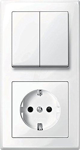 Merten M-Smart polarweiß glänzend (Steckdose, Serienschalter, 2f Rahmen, Wippe-Serie)