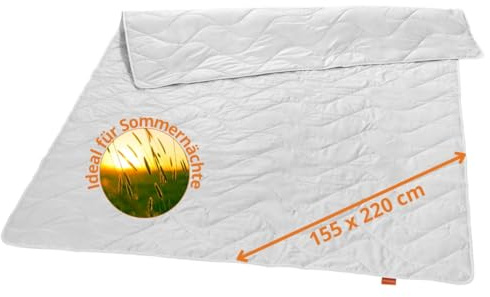 sleepling Sommerdecke 155x220 cm, Wildseidendecke, Sommerbettdecke leicht | Bettdecke 155 x 220 cm, Bezug aus 100% Baumwolle, Made in EU, waschbar