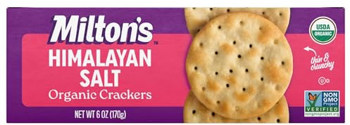Milton's Organic Crackers, Himalayan Salt - Certified Organic, Non-GMO Project Verified, Kosher, Made With Real Pink Himalayan Salt, Great for Charcuterie Boards - 6 Oz