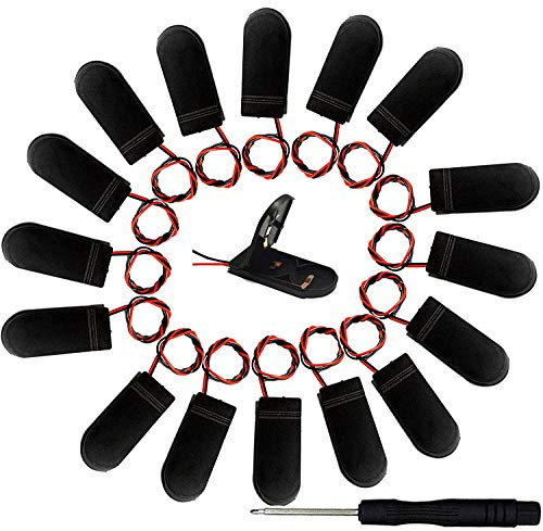 RUNCCI-YUN 12 Stück 2 x 3V Knopfzelle Batterie Halter,CR2032 Batterie Halter,Knopfzelle Batterieadapter Clip Socket EIN/AUS-Schalter für LED (Schwarz)+Krokodilklemmen