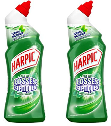 HARPIC Lot de 2 Gels WC Fosses Septiques Menthe - 750 ml