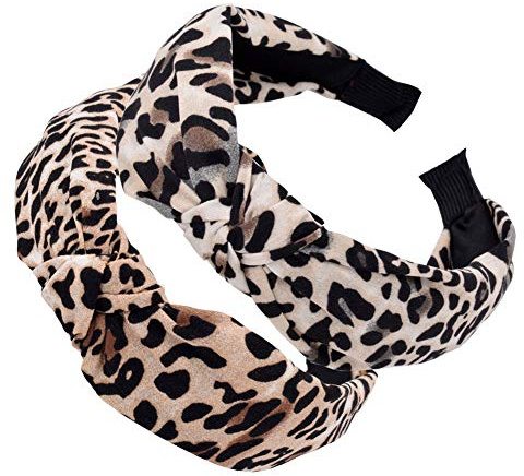 JIHUOO 2 Stück Damen Leopard Knoten Haarreifen Stirnbänder Haarbänder Kopfband Haarband Stirnband Haarschmuck