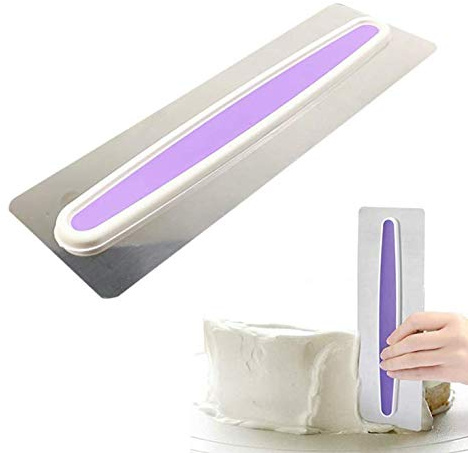 DUORUI Cake Scraper Cake Icing Edge Smoother Buttercream Stainless Steel Cake Decorating Comb Flat Baking Tool