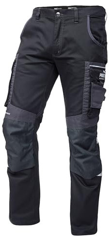 PUMA Workwear Precision X - Arbeitshose Herren - Premium Arbeitskleidung mit vielen Taschen und verstärkten Kniepartien - Funktionshose mit Stretch für Handwerk und Baugewerbe - Schwarz/Anthrazit - 52