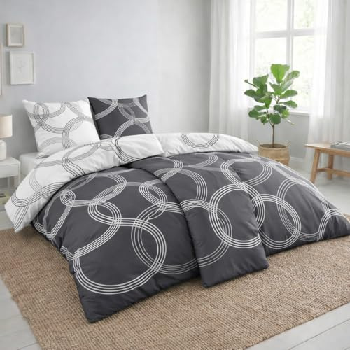 Kuscheli® Bettwäsche 135x200 4 teilig | ÖkoTex Zertifiziert & für Allergiker geeignet |Bettwäsche Set mit je 2 Bettbezügen 135 x 200 & Kissenbezügen 80x80 | modern Karos