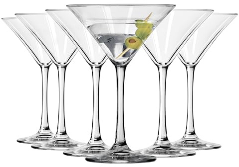 Libbey Entertaining Essentials Martini Glasses Set of 6, Tall, Slender, Triangular-Shaped Cocktail Glasses, Classic Martini Set for Wines, Cocktails
