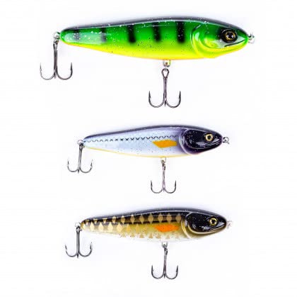 Zite Fishing Jerkbait-Set 12-15cm - Jerk Wobbler Angel-Köder Hecht-Angeln | 3 Fängige Neon-Farben UV-Aktiv