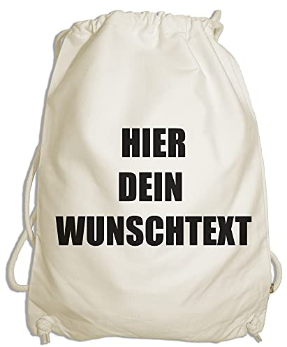 Ma2ca® Gymsac Turnbeutel/Jutebeutel Rucksack Bag Seesack mit eigenen Wunschtext Personalisieren Natural
