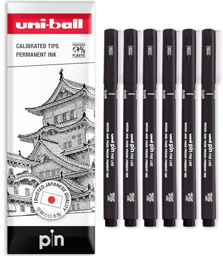 uni-ball PIN Fineliner | Schwarze Schreibstifte mit feiner Spitze | wasser- und lichtbeständige Tinte | ideal für Skizzen, Scrapbooking, Konturen, Kunst, technisches Zeichnen, in Geschenktasche mit