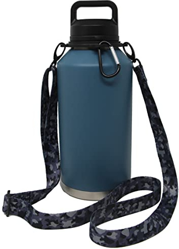 One MissionX Bottle Sling for YETI Rambler, Shoulder Strap Carrier for 64oz 46oz 36oz 26oz 18/12oz Water Bottles, Durable Accessories for Walking & Hiking (Black Camo, Rambler 12 18 26 36 46 64 oz)
