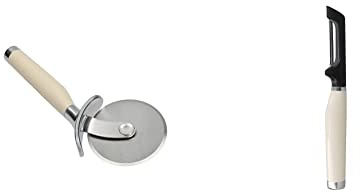 KitchenAid Stainless Steel Pizza Cutter - Almond Cream & Stainless Steel Euro Peeler - Almond Cream