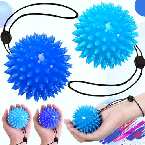 Brateuanoii 2 Stück Igelball Handtrainer Ball, Stressball Erwachsene, Anti Stress Spielzeug, Knetball Für Hände Therapie, Grip Trainer Massageball, Handtrainer Fingertrainer Ball, Lindert Stress