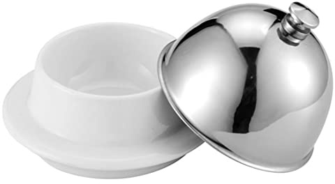 HEMOTON Dish Small Dessert Tray with Lid Dessert Bowls Microwave Safe Bowls with Lids Dinner Plates Stainless Steel Butter Plate Cheese French Butter Relish Plate Bell Jar Glass Ceramics
