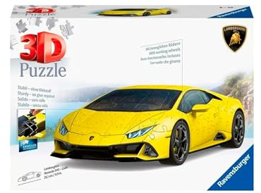 Ravensburger - Puzzle 3d Lamborghini Giallo | Puzzle 3d Per Adulti E Bambini A Partire Dagli 8 Anni | Modellismo Da Costruire Adulti Di 156 Pezzi | Regalo Bambino 8 Anni Maschio E Più