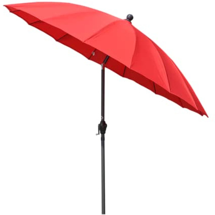 Garden Mile Roter Gartenschirm für den Außenbereich, 2,6 m, Sonnenschutz, Balkon, Terrasse, Grill, Outdoor, Gartenschirm, pulverbeschichtete Aluminiumstange für Stärke, Kurbel und Neigung, rot, Large