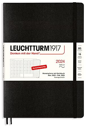 LEUCHTTURM1917 367570 Monatsplaner & Notizbuch Composition (B5) 2024, 16 Monate, Softcover, Schwarz, Deutsch
